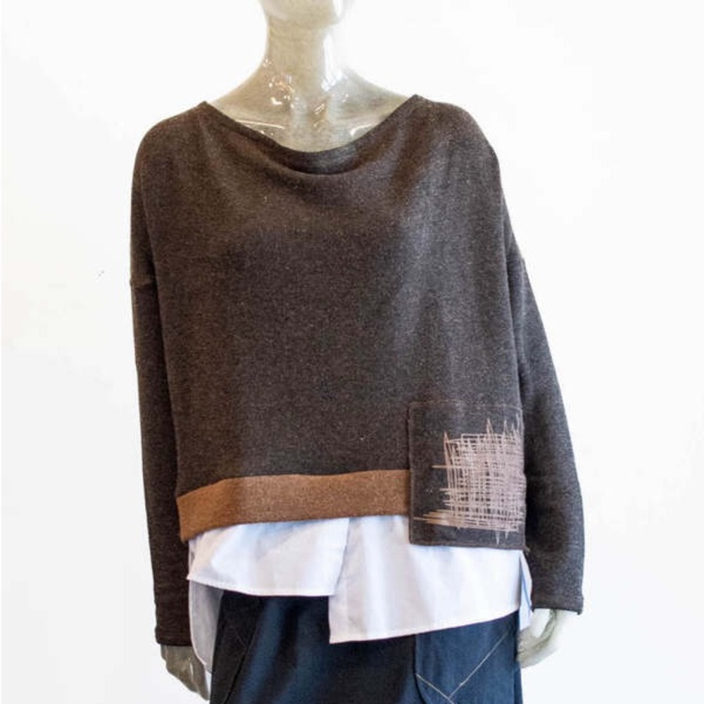 Luukaa Brown Textured Knit Top